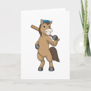 Horse at Baseball with Baseball bat Card