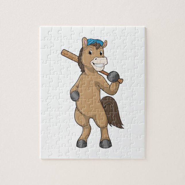 Horse at Baseball with Baseball bat Jigsaw Puzzle (Vertical)