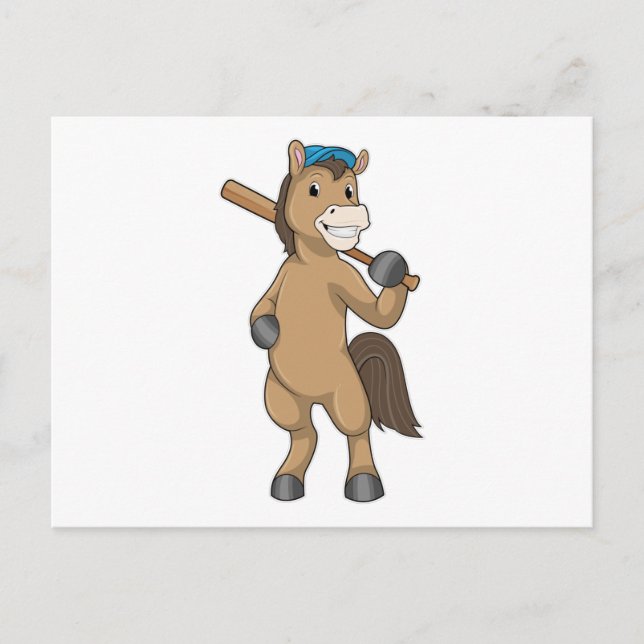 Horse at Baseball with Baseball bat Postcard (Front)
