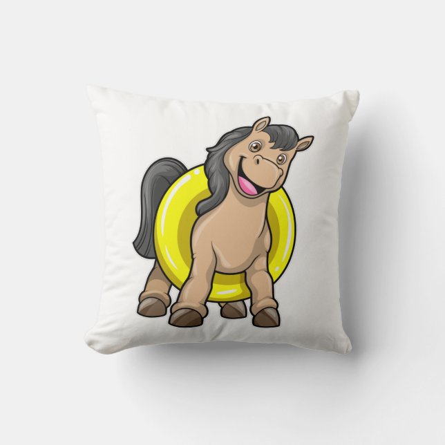 Horse at Beach with Swim ring Cushion (Front)