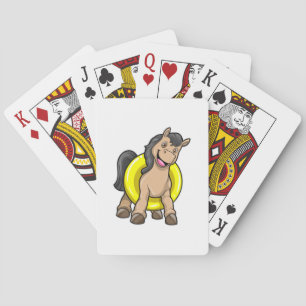 Horse at Beach with Swim ring Playing Cards