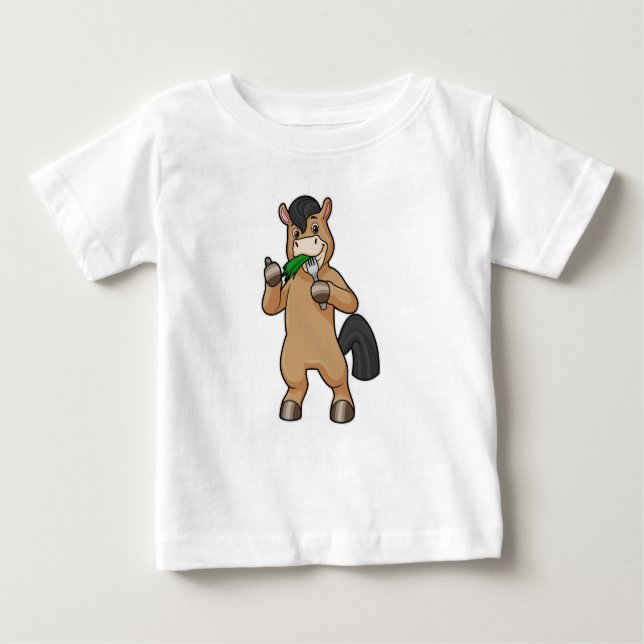 Horse at Eating Vegan Baby T-Shirt (Front)
