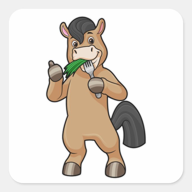 Horse at Eating Vegan Square Sticker (Front)