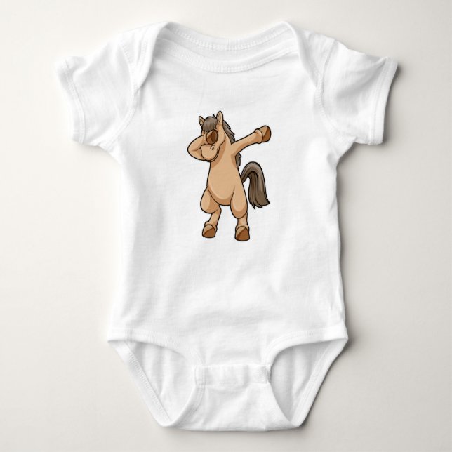 Horse at Hip Hop Dance Dab Baby Bodysuit (Front)