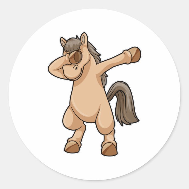 Horse at Hip Hop Dance Dab Classic Round Sticker (Front)