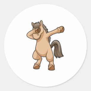 Horse at Hip Hop Dance Dab Classic Round Sticker