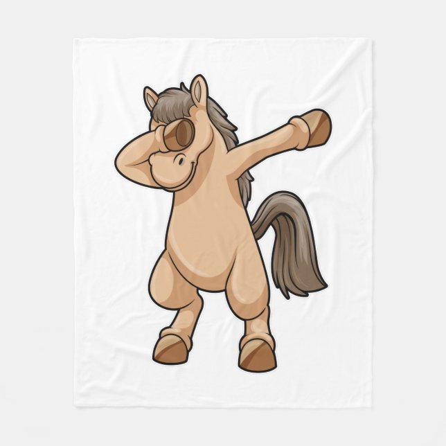 Horse at Hip Hop Dance Dab Fleece Blanket (Front)
