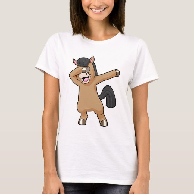 Horse at Hip Hop Dance Dab T-Shirt (Front)