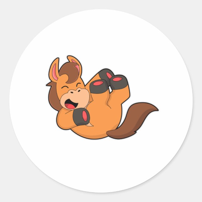 Horse at Laughing Classic Round Sticker (Front)