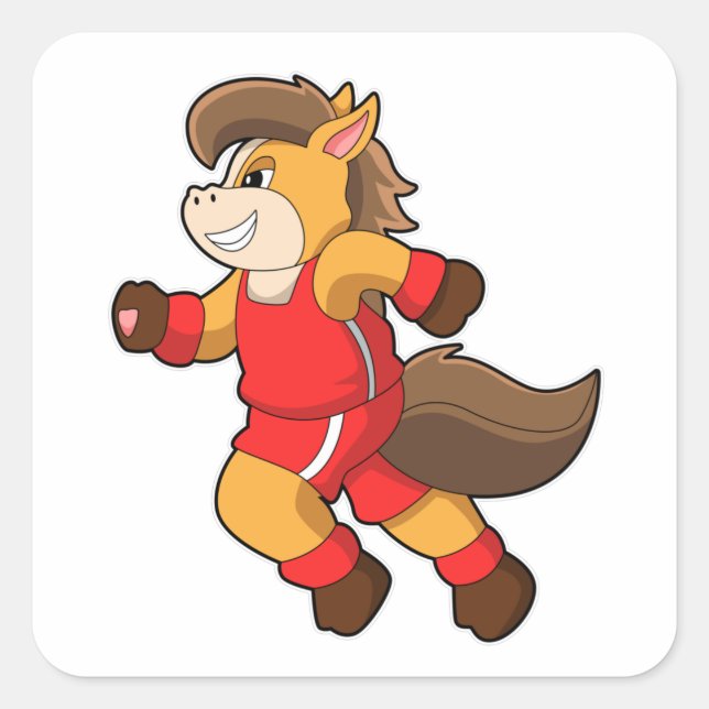 Horse at Running Square Sticker (Front)