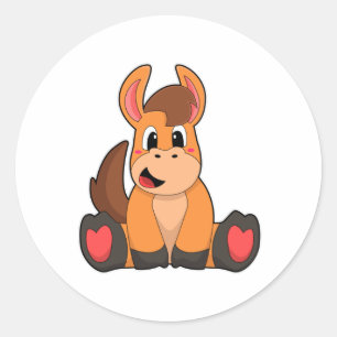 Horse at Sitting Classic Round Sticker
