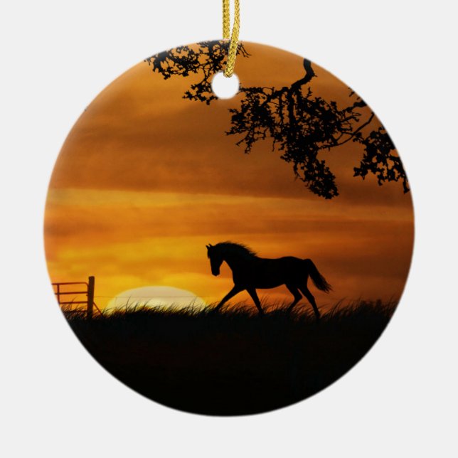 Horse at Sunset Ornament (Front)