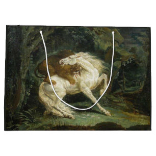 Horse Attacked by a Lion (by Théodore Géricault) Large Gift Bag