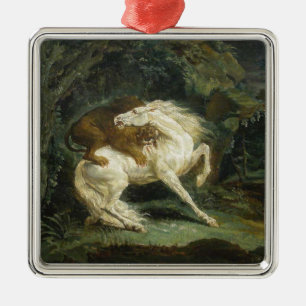 Horse Attacked by a Lion (by Théodore Géricault) Metal Ornament