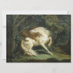 Horse Attacked by a Lion Card