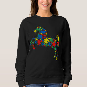 Horse Autism Puzzle for Women Men Kids Autism Awar Sweatshirt