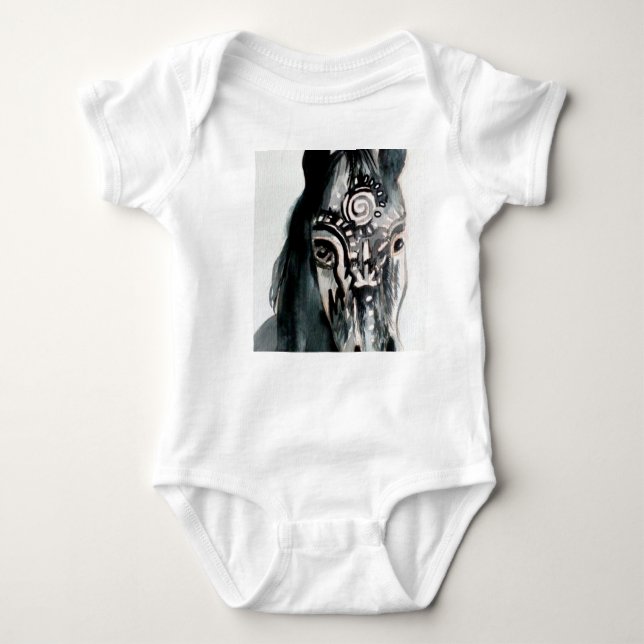 Horse Baby Jersey Bodysuit, White Baby Bodysuit (Front)