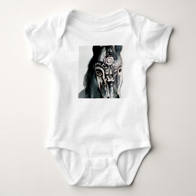 Horse Baby Jersey Bodysuit, White Bodysuit (Front)