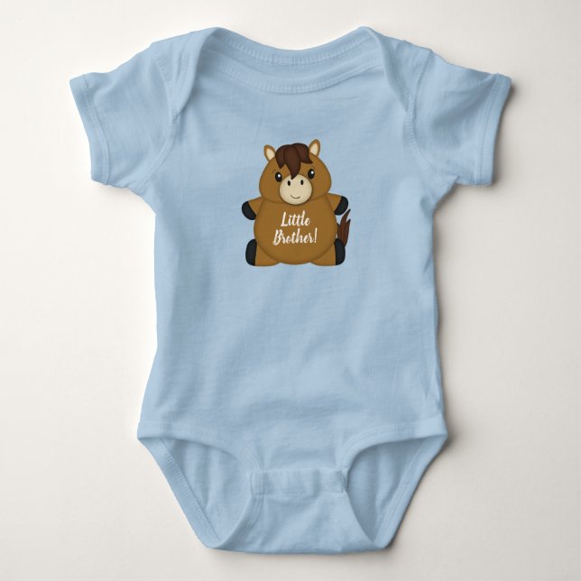 Horse Baby Shower Blue Bodysuit (Front)