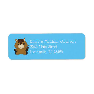 Horse Baby Shower Blue Boy Return Address Label
