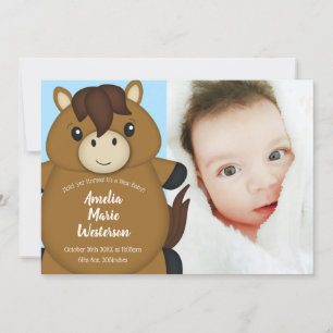 Horse Baby Shower Blue Invitation