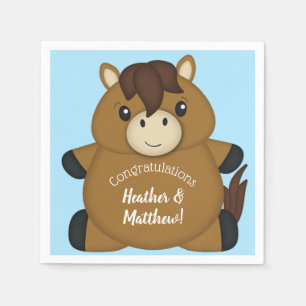 Horse Baby Shower Blue Napkin