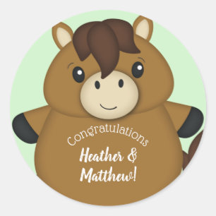 Horse Baby Shower Classic Round Sticker