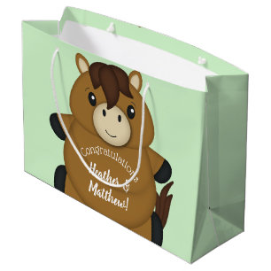 Horse Baby Shower Green Large Gift Bag