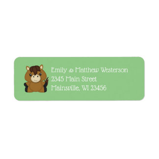 Horse Baby Shower Green Return Address Label