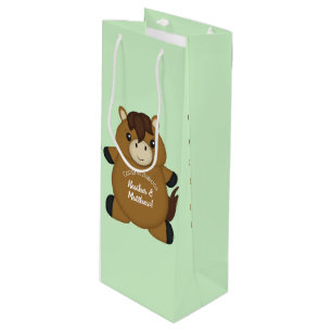 Horse Baby Shower Green Wine Gift Bag