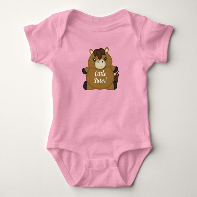 Horse Baby Shower Pink Baby Bodysuit (Front)