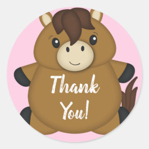 Horse Baby Shower Pink Girl Classic Round Sticker