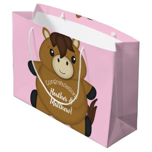 Horse Baby Shower Pink Large Gift Bag