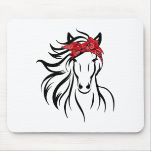 Horse Bandanna Tee For Horseback Riding Horse Love Mouse Pad