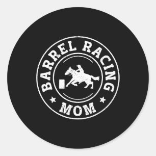 Horse Barrel Racing Retro Vintage Horse Mom 240 Po Classic Round Sticker