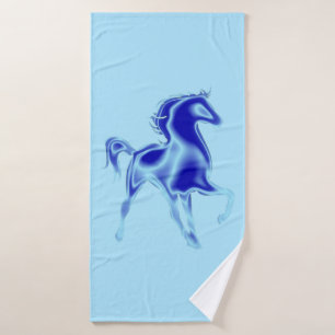 Horse Bath Towel Set Blue