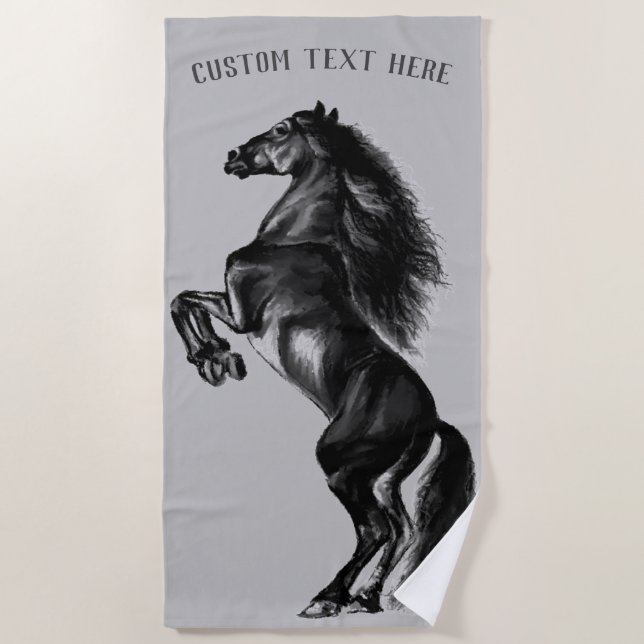 Horse Beach Towel Custom Text - Choose Colours (Front)