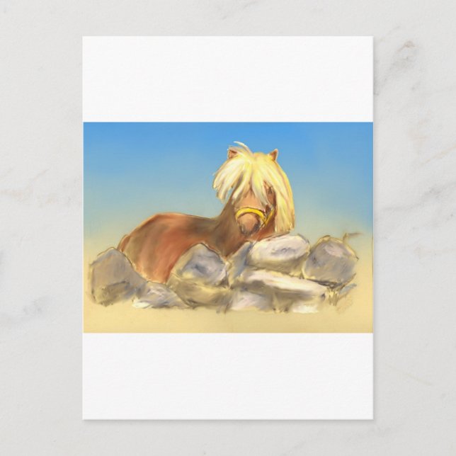 horse behind the stone wall postcard (Front)