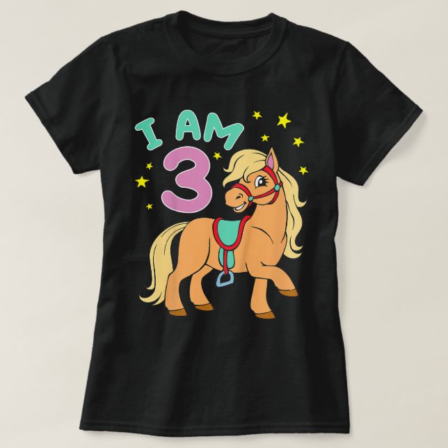 Horse Birthday 3 Years Toddler Girls T-Shirt (Design Front)