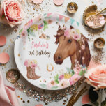Horse Birthday Girl Cowgirl Pink Floral Party Paper Plate<br><div class="desc">A wonderful addition to your party,  these elegant party paper plates with a Horse,  Cowgirl Theme.</div>