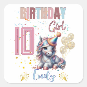 Horse Birthday Girl Equestrian Party Design Square Sticker