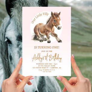 Horse Birthday Girls 1st Invitation
