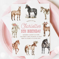 Horse Birthday Invitation, Floral Pony Invite, Wes