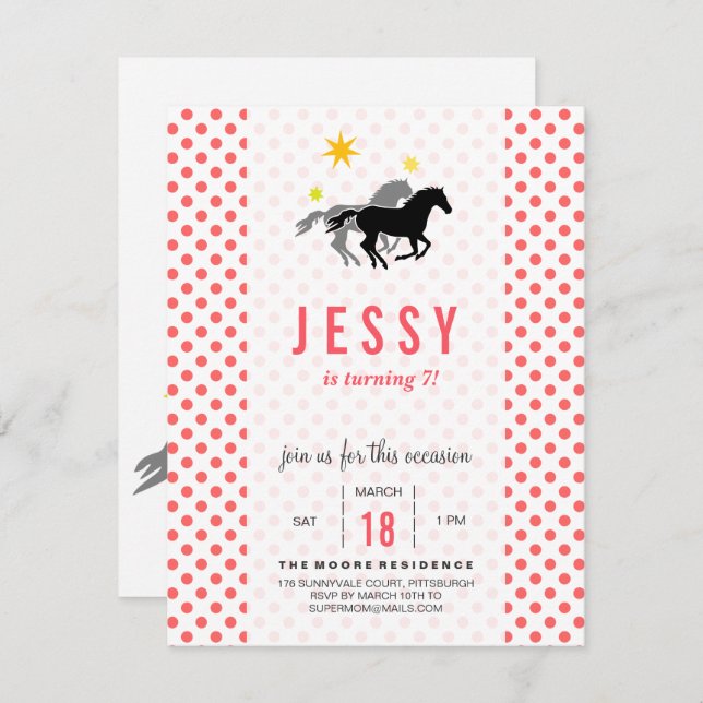 Horse Birthday Invitations (Front/Back)