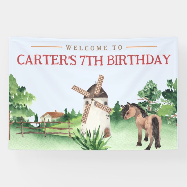 Horse Birthday Party Banner - Pony Birthday Banner (Horizontal)