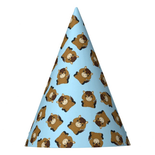 Horse Birthday Party Blue Hat (Front)