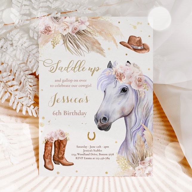 Horse Birthday Party Bohemian Cowgirl Birthday Invitation (Creator Uploaded)
