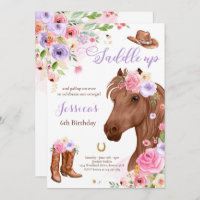 Horse Birthday Party Cowgirl Lilac Floral Birthday