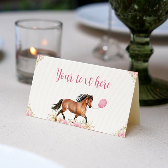 Horse Birthday Party Place Card (Creator Uploaded)