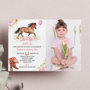 Horse Birthday Photo Invitation Cowgirl